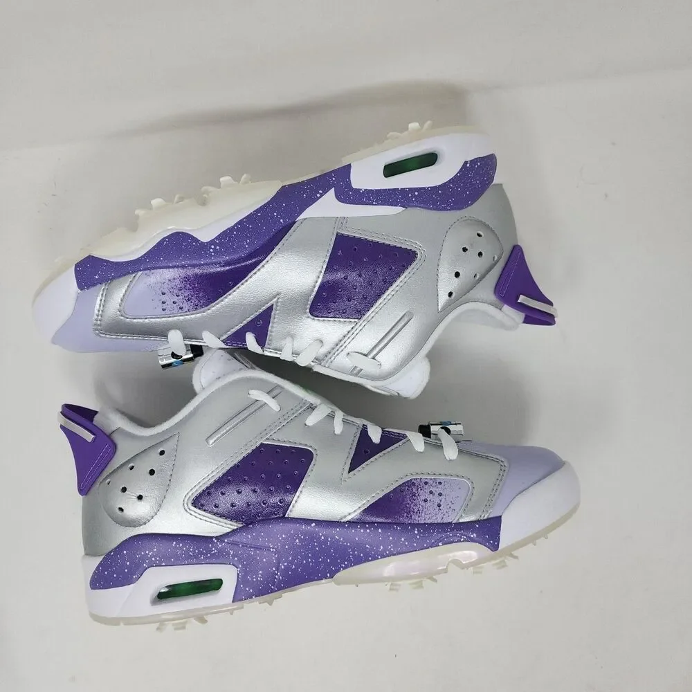 Jordan Nike Air Jordan 6 Low Golf Shoes Mens 8.5 Purple Silver Spiked Cleats
